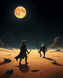 Embark on a thrilling Disney-esque desert adventure featuring a courageous hero.  This captivating artwork boasts a strong, m