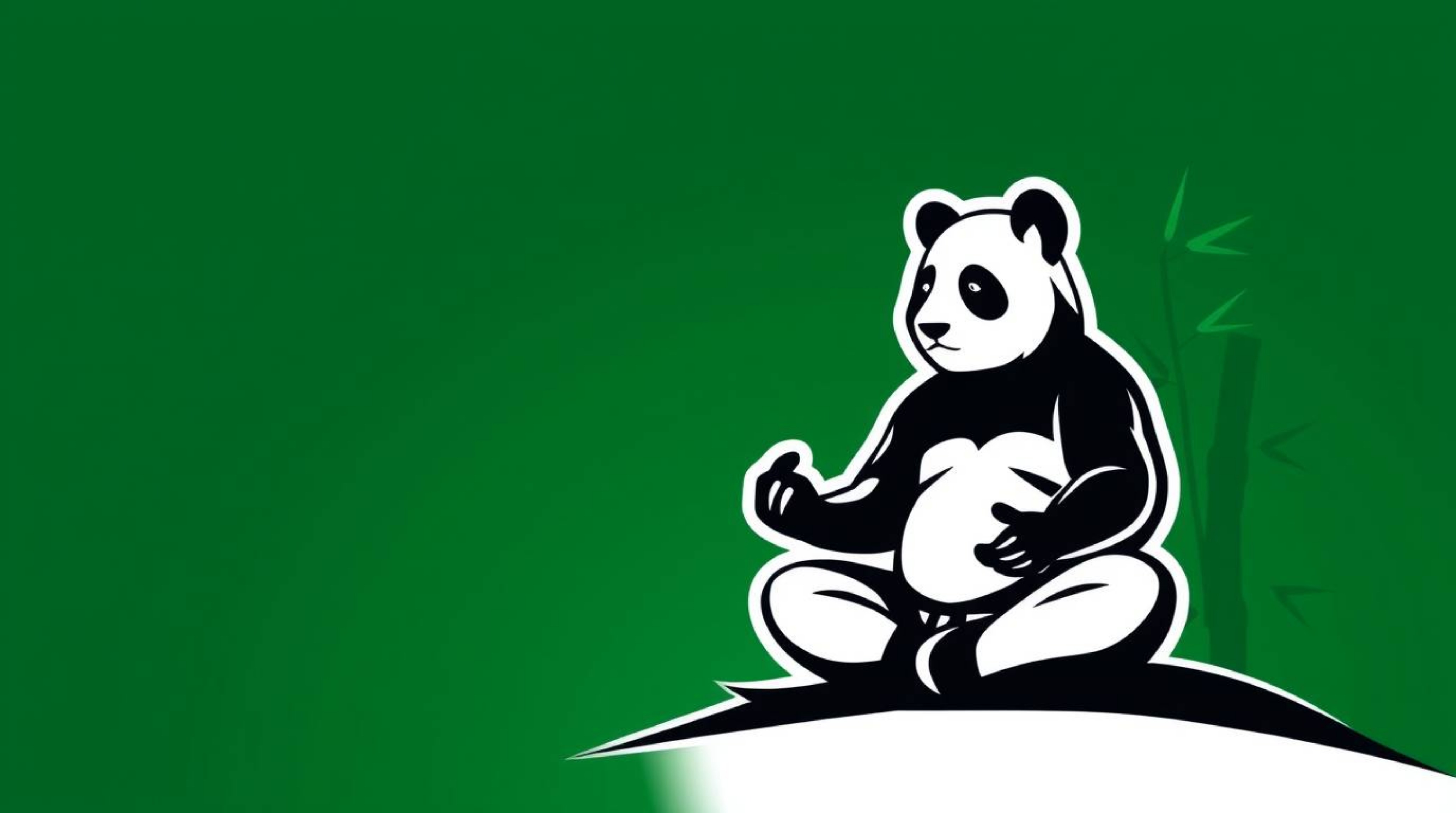 A unique and serene logo design featuring a meditating martial artist panda within a bamboo forest.  The design emphasizes ba