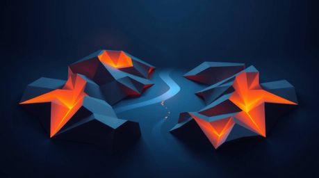 An intricate origami-style illustration depicts a river delta bathed in the soft glow of twilight.  The image showcases disti