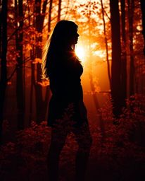 A silhouetted photograph showcasing warm autumnal colors and backlighting creates a mesmerizing digital glitch effect over a 
