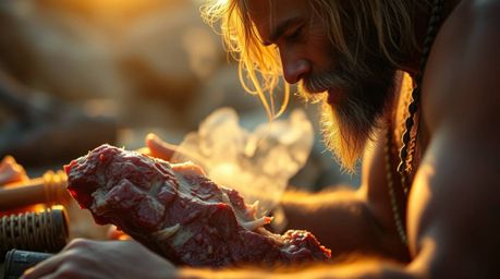 Explore the intriguing world where extreme macro close-up meets candid street photography, capturing a caveman skillfully coo