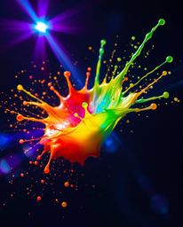 Explore the mesmerizing world of surreal photography with this high-speed image capturing a vibrant paint splash in mid-air. 