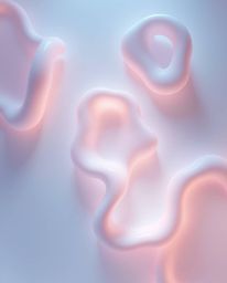 Explore captivating abstract 3D liquid forms bathed in soft, pastel-colored volumetric lighting. This overhead bird's-eye vie