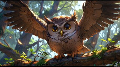 In a wonderfully imaginative and heartwarming scene, created with the charm of Pixar and the artistic flair of anime, a wise 