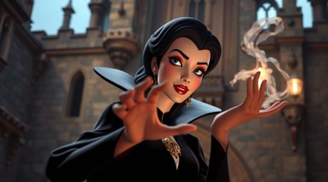 Capture the essence of classic Disney villainy with this high-resolution stock photo. An elegant and graceful villain with re