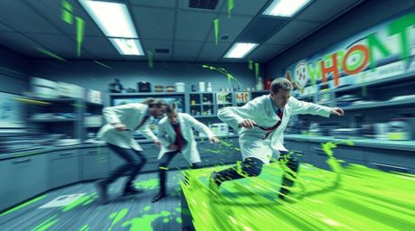 Immerse yourself in a slime-covered science lab brought to life with dynamic motion. Blurred lines capture the energy and act