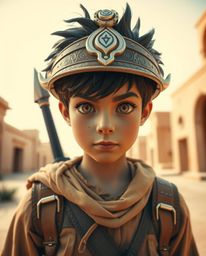 Embark on a captivating Disney-esque desert adventure with a brave hero, brought to life through precise architectural color
