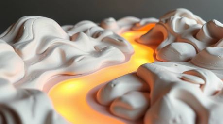 This collection showcases sculptural clay art depicting a serene river delta bathed in the soft glow of pastel twilight color