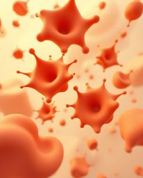 Immerse yourself in a surreal digital art space featuring warm, autumnal-colored abstract 3D splash shapes gracefully floatin