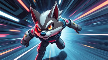 Experience a vibrant fusion of futuristic sci-fi and dynamic motion.  A sarcastic animal sidekick, brimming with expressive e