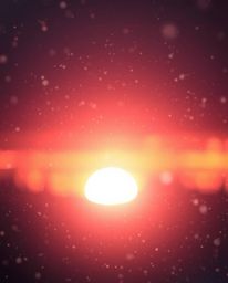 This image captures the mesmerizing scene of snowflakes falling during a vibrant sunset, charged with an ethereal and spiritu