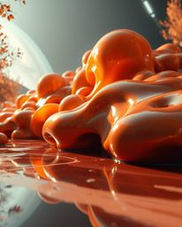 Explore a futuristic vision blending warm autumn colors with advanced technology. Witness sculptural 3D fluid shapes crafted 