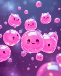 Explore a mesmerizing futuristic sci-fi 3D render featuring adorable, charming, translucent, fluid organic blobs gracefully f