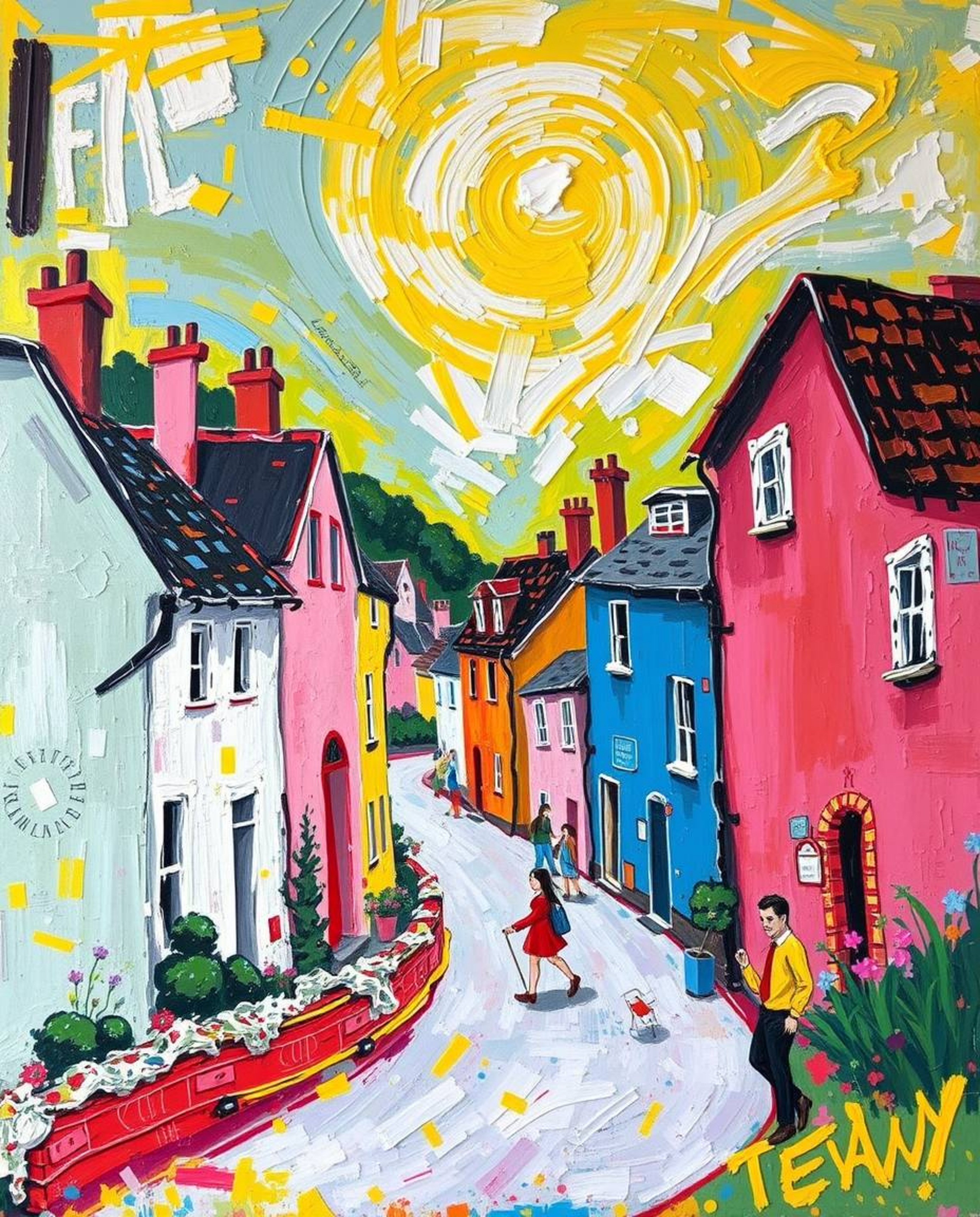 Explore the captivating world of a sleepy town brought to life through vibrant art. Discover dynamic acrylic paintings featu