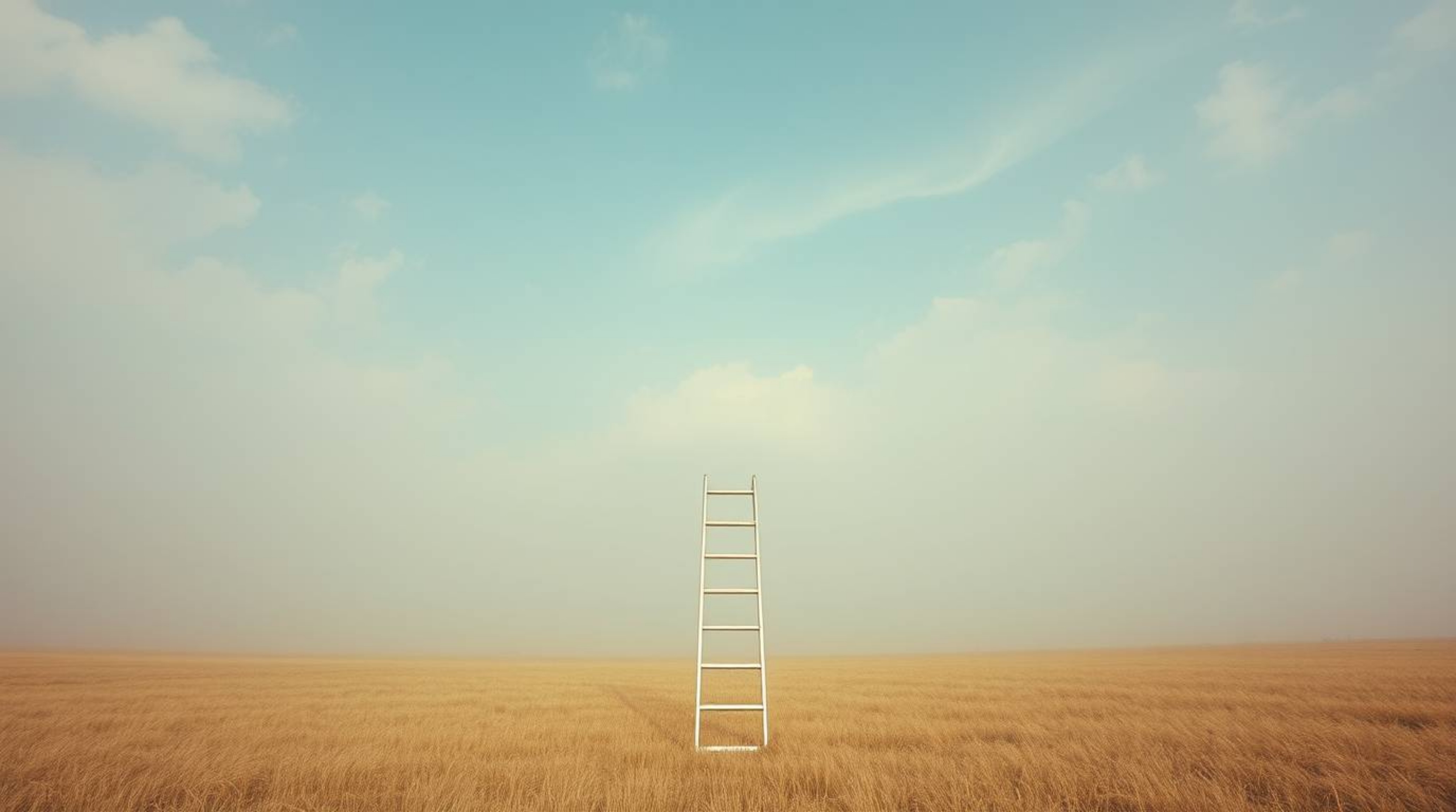 Explore the beauty of soft cinematic haze and candid street photography with this minimalist scene featuring a silver ladder 