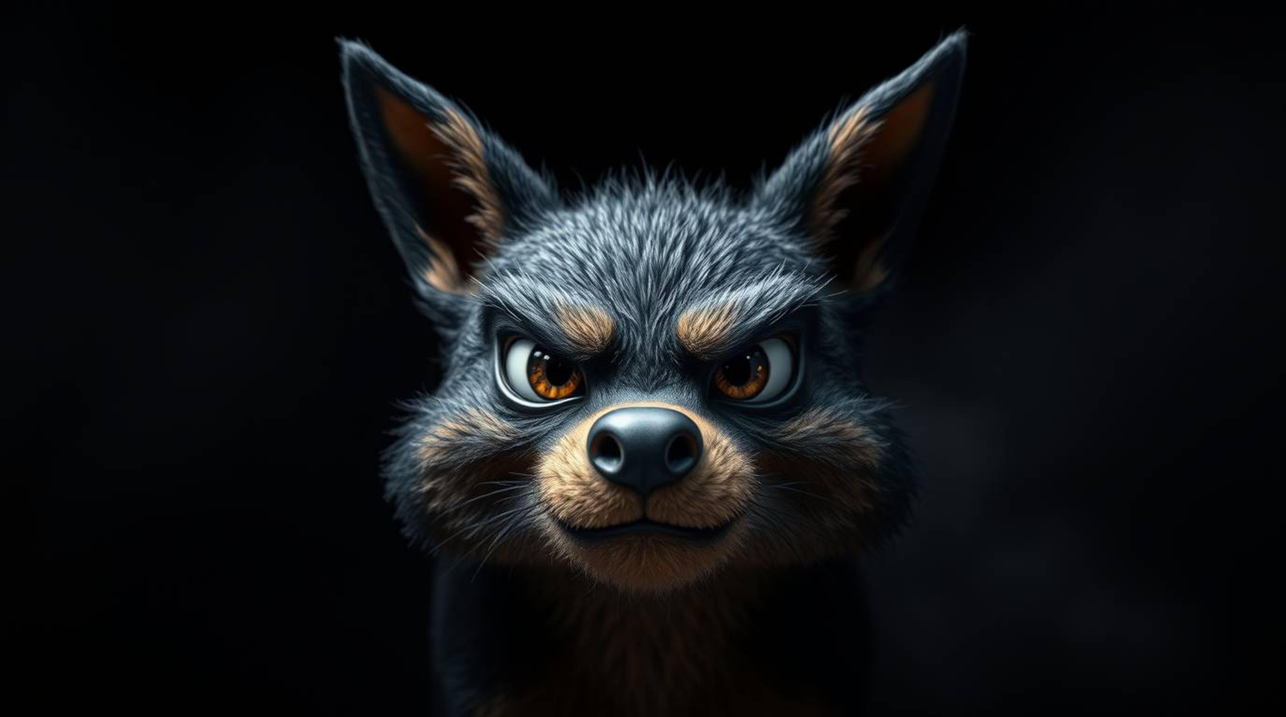 Explore striking visuals featuring volumetric lighting and intense jet black hues, further enhanced by a sarcastic animal sid