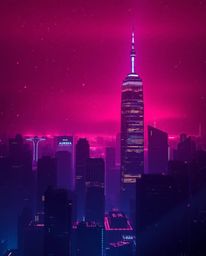 A captivating digital landscape featuring distorted skyscrapers engulfed in static noise.  Volumetric lighting casts rich bur