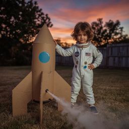 Capture the essence of childhood imagination with this exquisite high fashion photography featuring a young boy with messy br