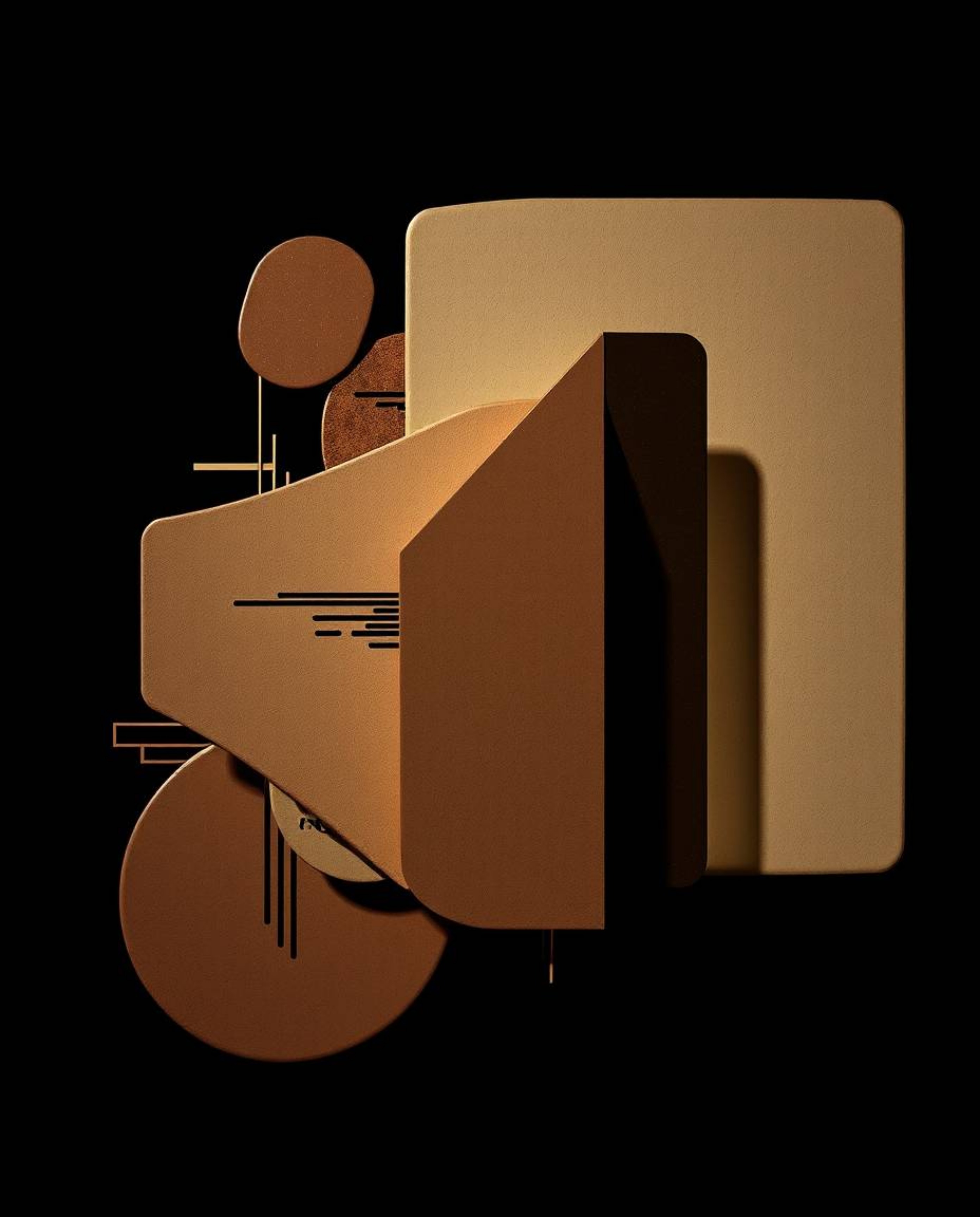 Explore abstract shapes brought to life with glitch effects, fragmentation, and scanlines, rendered in a soothing palette of 