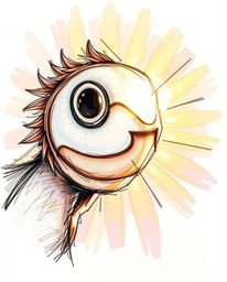 This image features a hand-drawn sketch in a colorful sketchnote style, bathed in a warm golden glow. An extreme macro close-