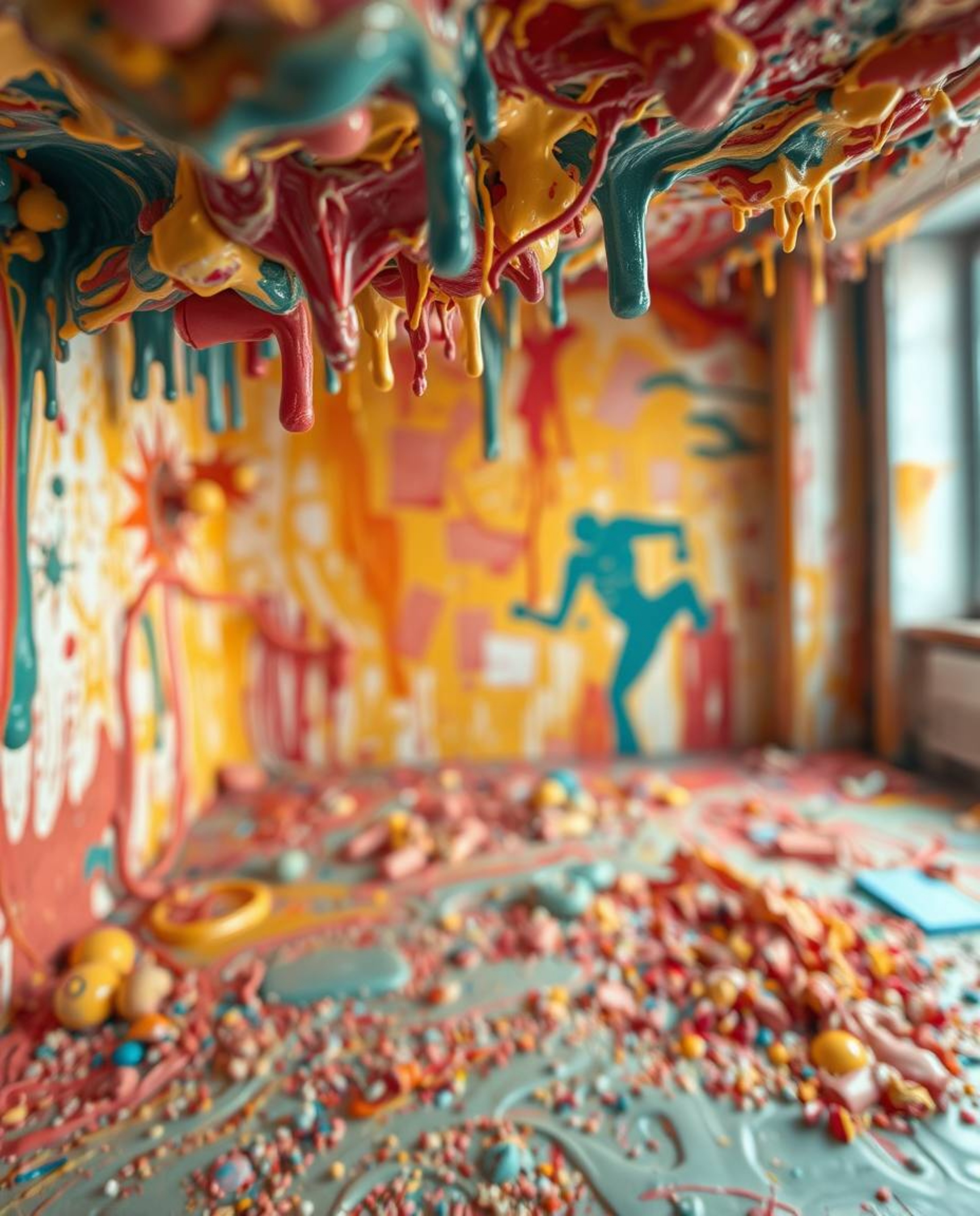 Explore the mesmerizing beauty of a paint explosion captured in extreme macro close-up. This abstract artwork reveals intrica