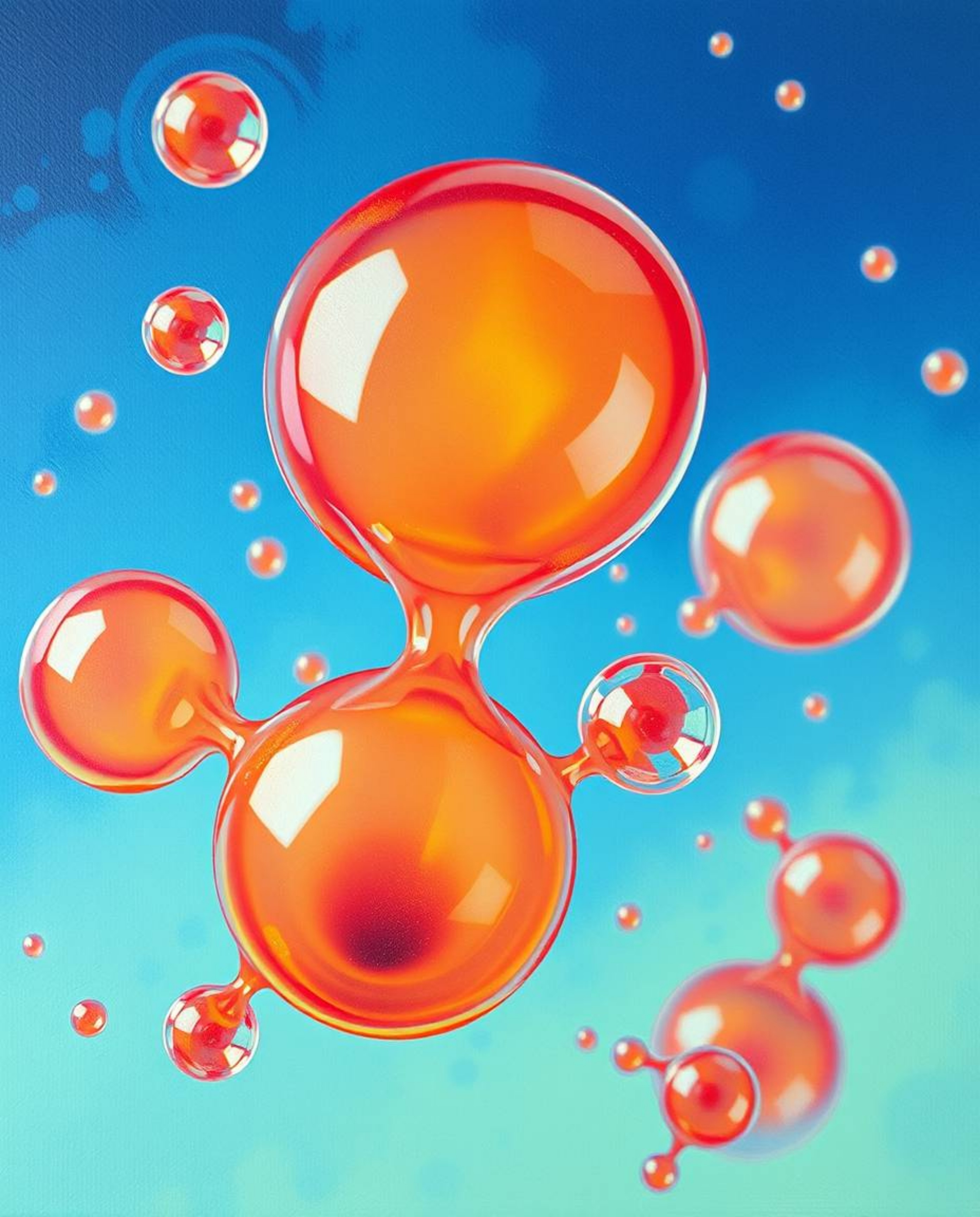 Explore a captivating world of bold acrylic painting, featuring an extreme macro close-up 3D render of vibrant, translucent, 