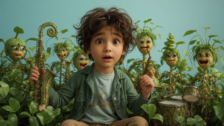 In a vibrant, cinematic photograph rendered in a hyper-realistic, Pixar-inspired style, a dynamic science fair duo unwittingl