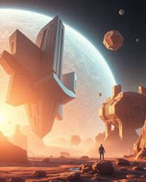 Immerse yourself in a grand, modern futuristic scene brought to life with epic lens glow lighting. This surreal digital art p