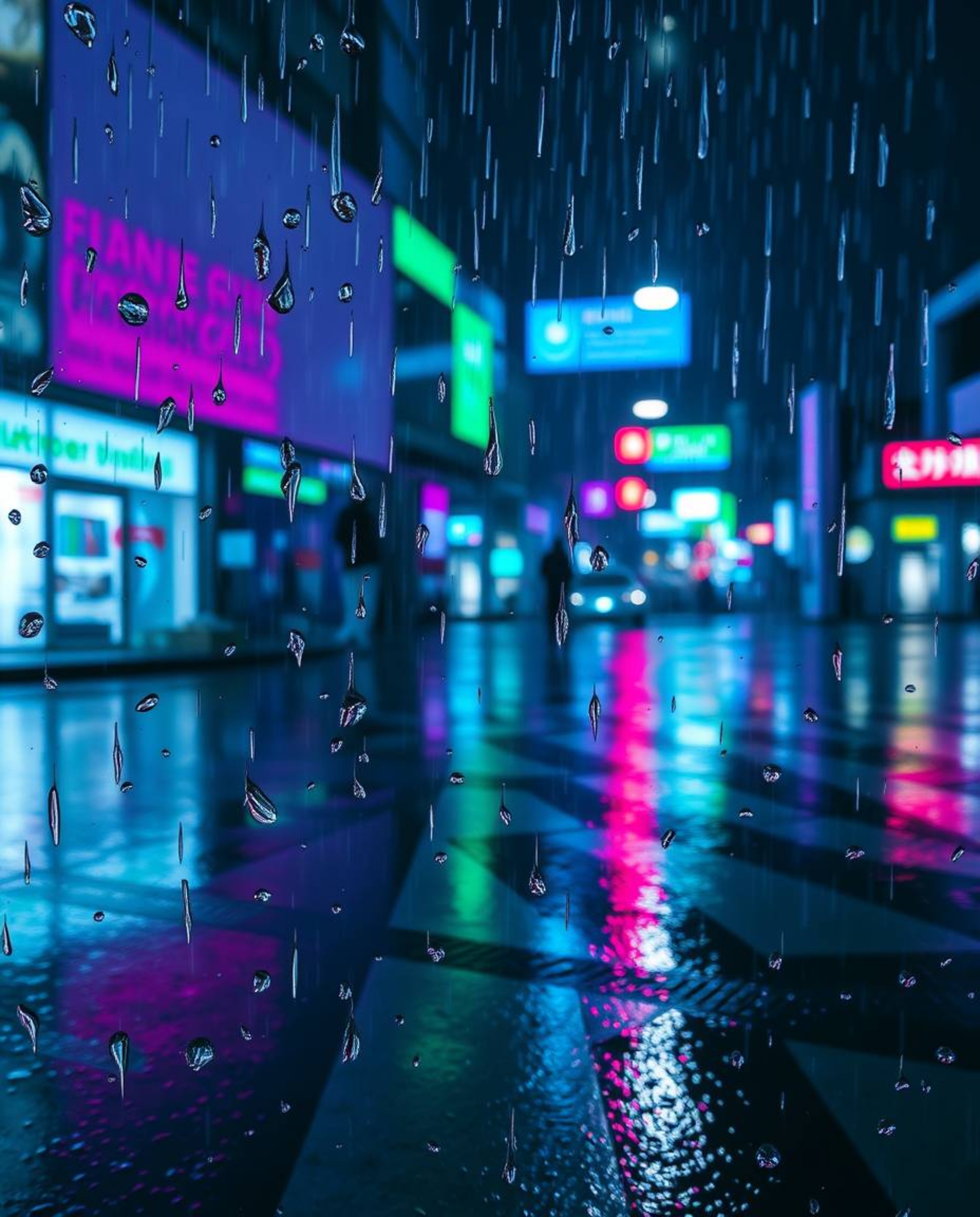 Explore high-resolution stock photos featuring a wet rainy scene with cool colors and a striking black and white geometric pa