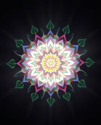 Explore a mesmerizing Isekai anime-style geometric floral mandala featuring vibrant colors and a perfectly symmetrical design