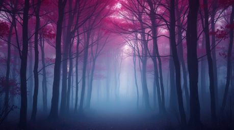 Experience a captivating chase through a looping forest backdrop, rendered in sophisticated burgundy and deep blue hues.  Thi