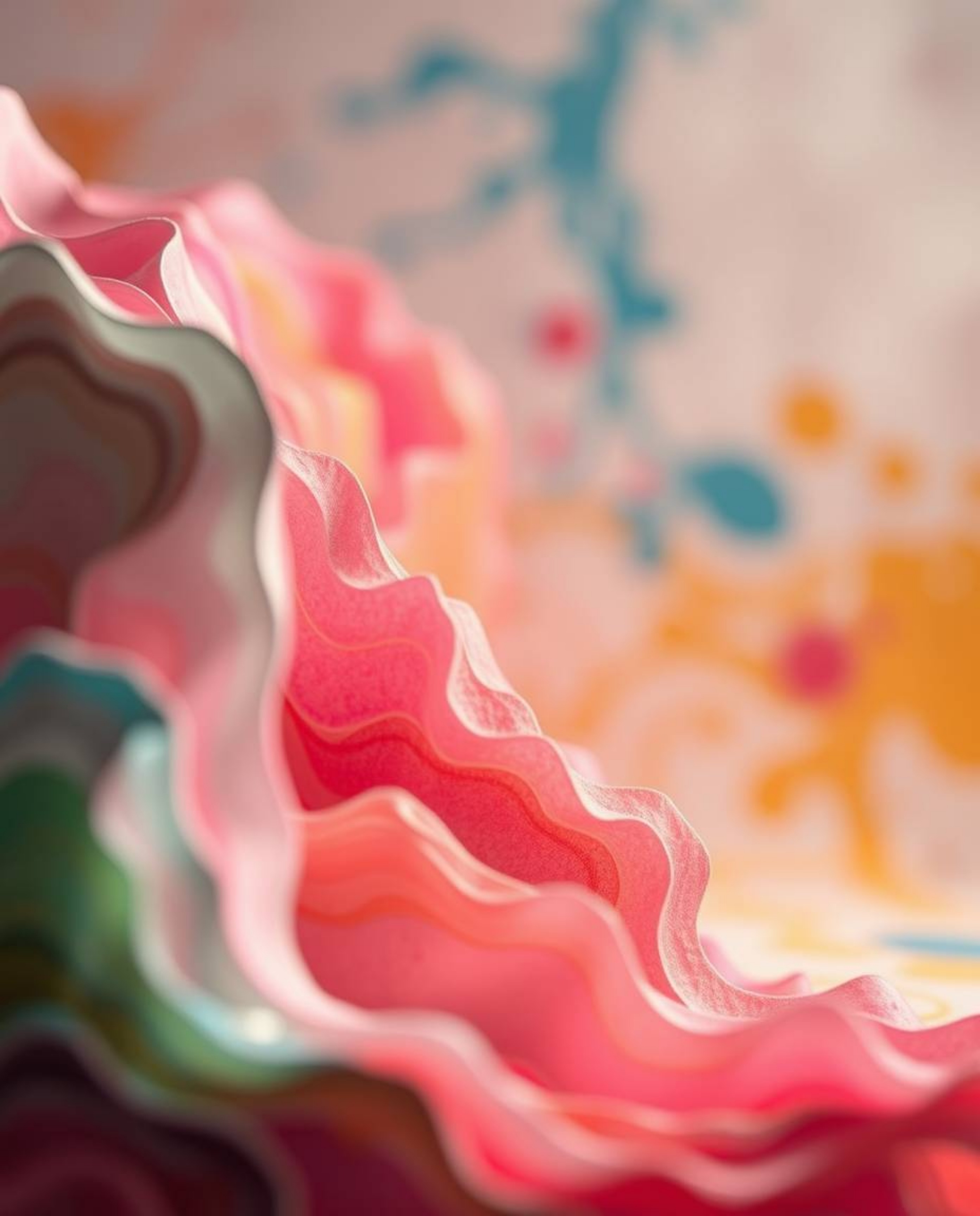 Explore stunning layered papier-mâché visuals blended with the dreamy atmosphere of ink in water, captured in macro photograp