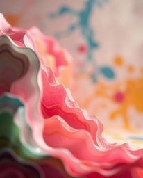 Explore stunning layered papier-mâché visuals blended with the dreamy atmosphere of ink in water, captured in macro photograp