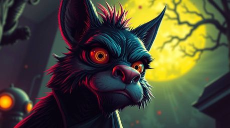 Experience a unique animation style blending bright, vibrant colors with an eerie, creepy atmosphere.  A sarcastic animal sid