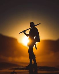 Experience a silhouetted brave hero's epic Disney-style desert adventure, captured with stunning backlighting and a soft, blu