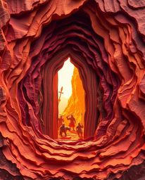 A captivating scene depicting an ancient doorway, etched with glowing runes, nestled within the side of a majestic mountain. 