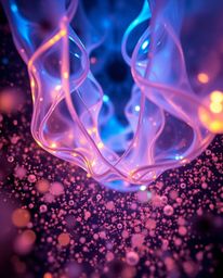 Immerse yourself in captivating light art photography featuring glassy, fluid 3D shapes in dynamic motion, all encircled by g