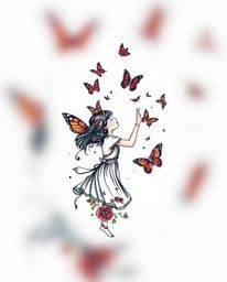 A stunning art print featuring a girl releasing vibrant butterflies into the air.  The image boasts a blurred bokeh effect, a