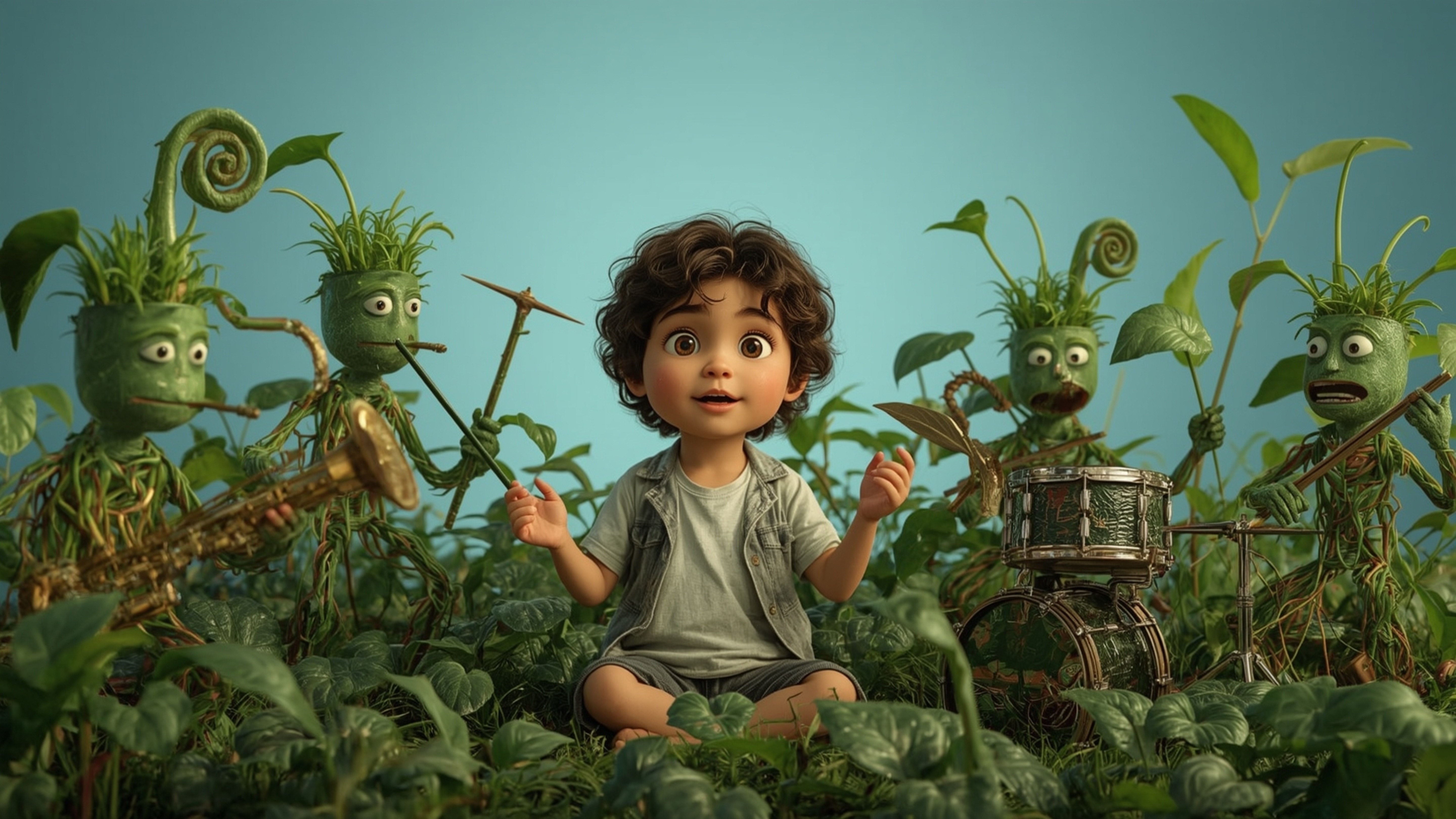 In a highly detailed, high-resolution stock photo, a homeschooled genius reminiscent of a Pixar character enthusiastically co