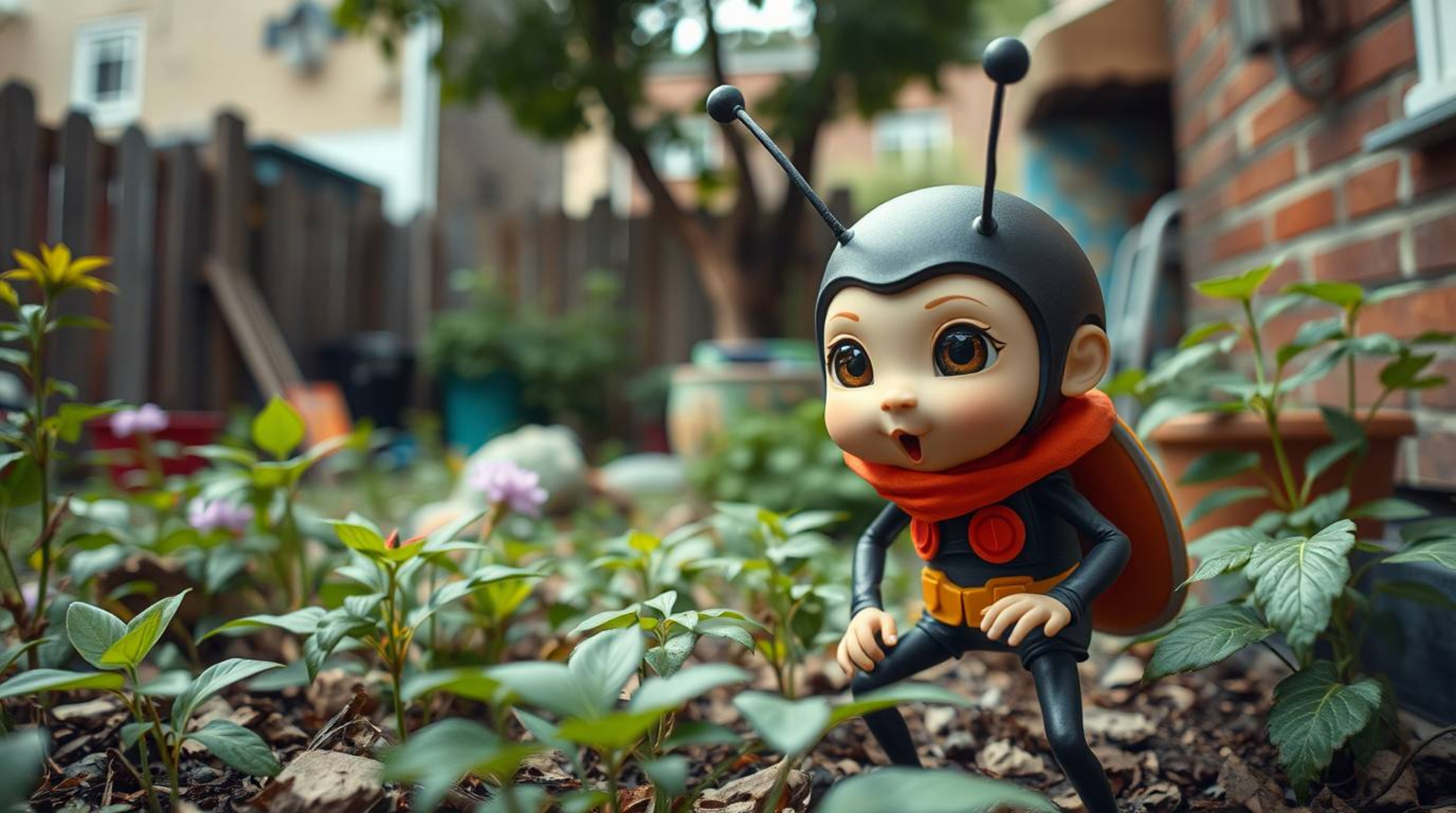 This candid street photography series captures the delightful journey of a bug-sized hero exploring a backyard jungle nestled