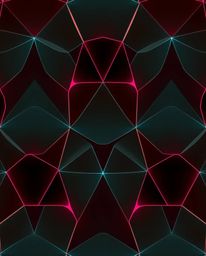 Explore a captivating seamless geometric pattern featuring hexagons and triangles rendered in a vibrant neon color palette. T