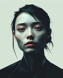 Discover stunning digital glitch art portraits featuring a unique blend of pixelated style, folded paper aesthetics, and geom