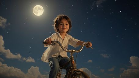 A vivid and dreamy cinematic photograph, created in a fantastical Pixar-inspired style, captures a bright-eyed, freckled-face
