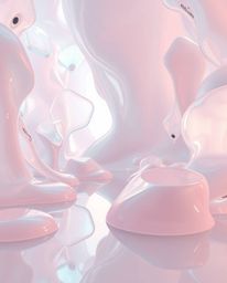 Explore a mesmerizing collection of surreal 3D renders featuring hyperrealistic melted glass shapes in a captivating sci-fi e