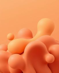 This 3D render showcases fluid organic blobs in a modern, flat design, creating a visually appealing and contemporary artwork