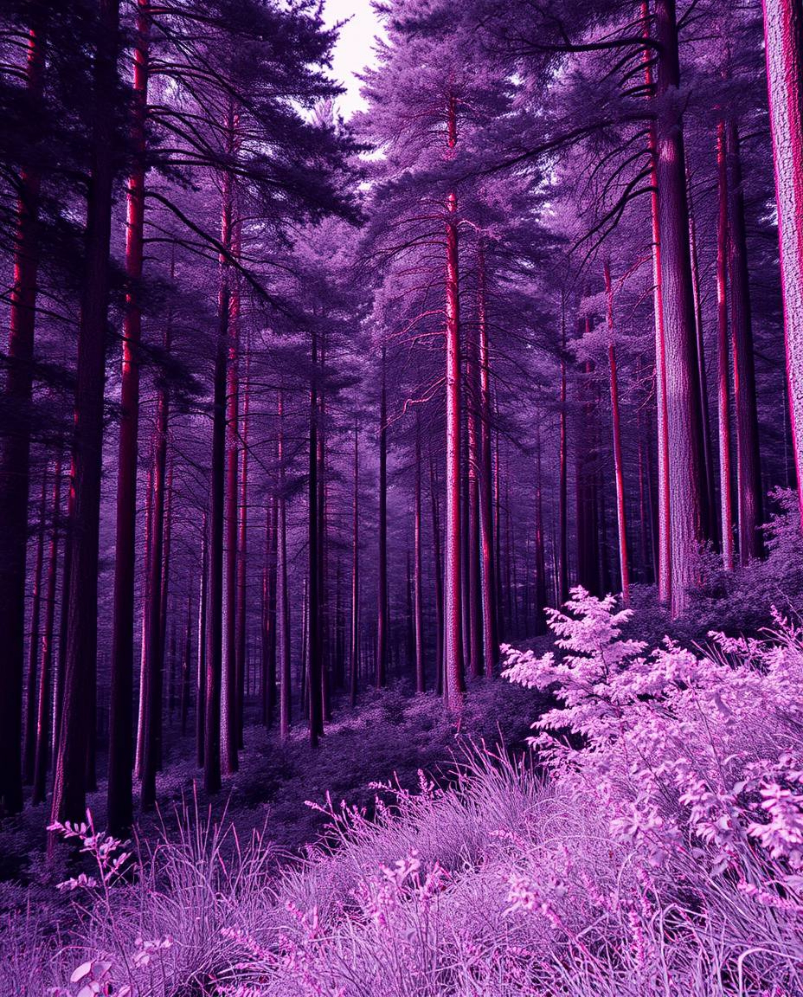 A captivating digital art piece featuring a modern flat design glitch effect applied to a natural forest scene.  Utilizing su