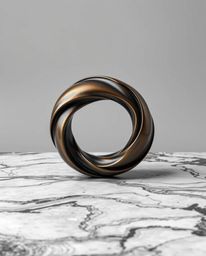 This striking 3D illustration features classic black and white cast bronze with fluid shapes seamlessly morphing into each ot
