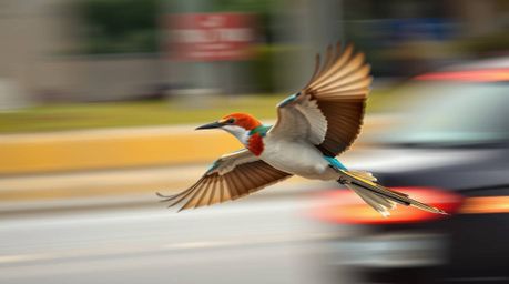 Experience the electrifying energy of a graceful bird, its refined features catching the eye as it streaks past the mundane t
