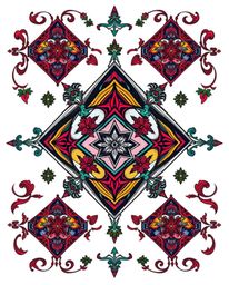 This art print features a symbolic and traditional tattoo design with a repetitive cube pattern reminiscent of Escher-style i