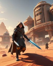 Embark on a Disney-style desert adventure with a brave hero in a modern, futuristic setting.  This visually stunning epic sho